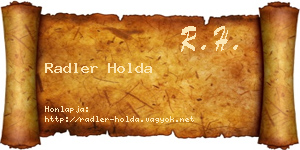 Radler Holda névjegykártya